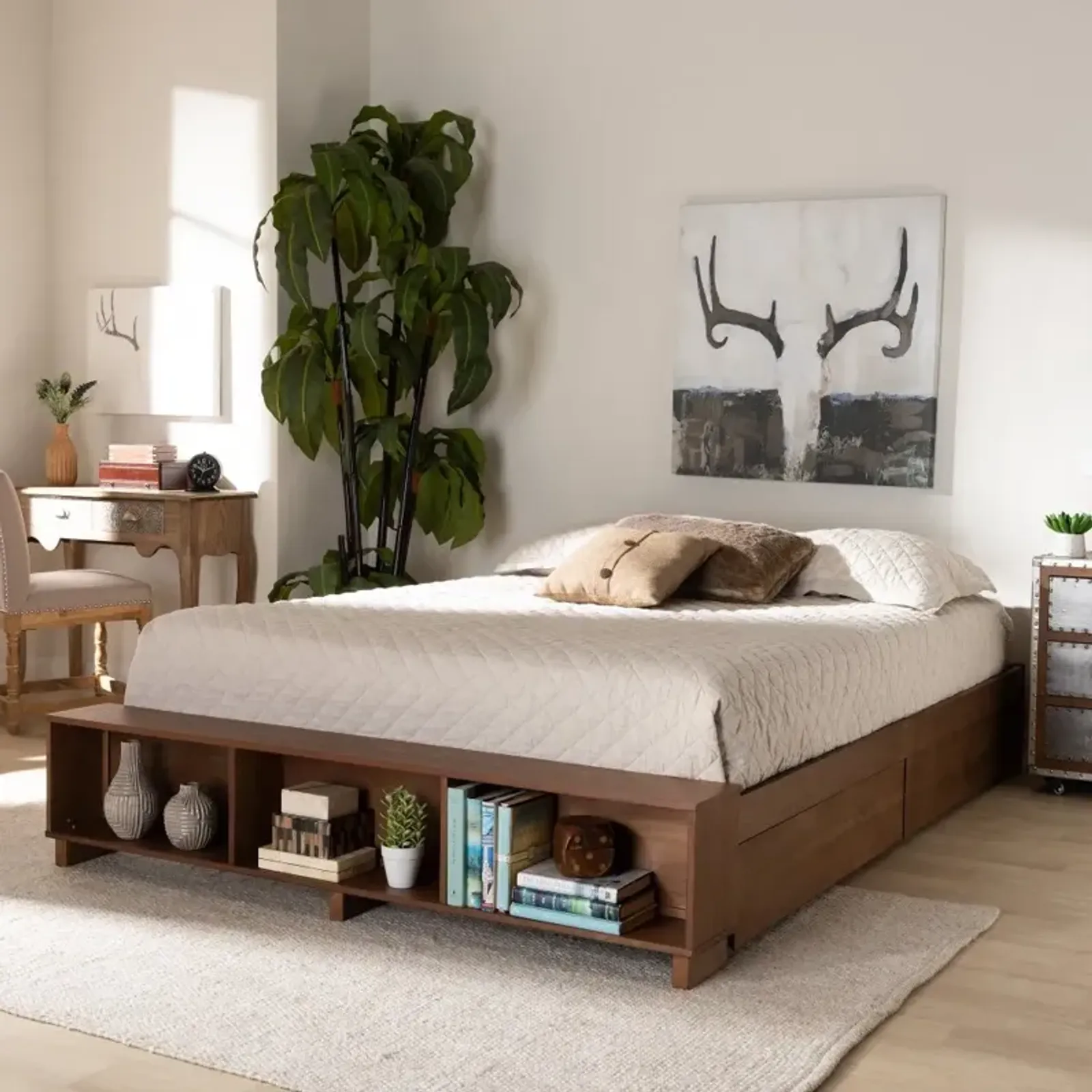 Arthur Ash Walnut Queen Platform Storage Bed