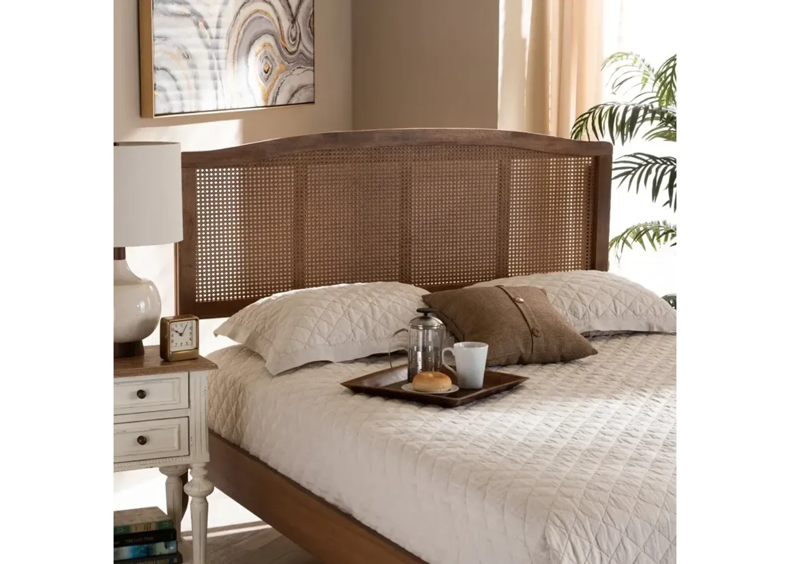 Marieke Ash Walnut Rattan Queen Headboard