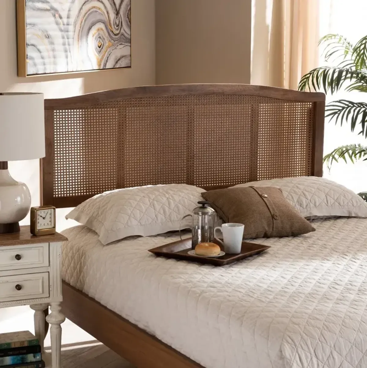 Marieke Ash Walnut Rattan Queen Headboard