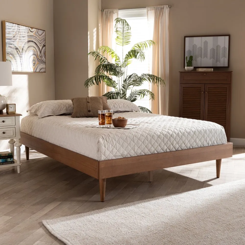 Rina Ash Walnut Queen Platform Bed Frame