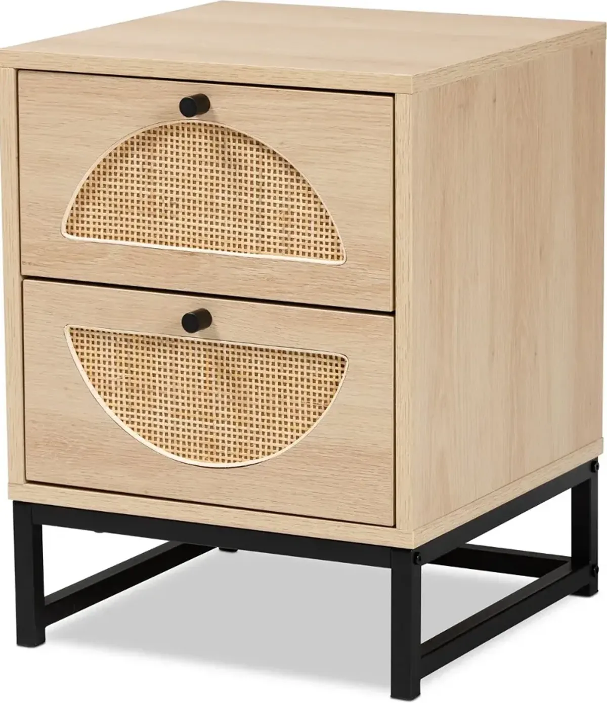 Ardon Light Brown Rattan 2-Drawer Nightstand