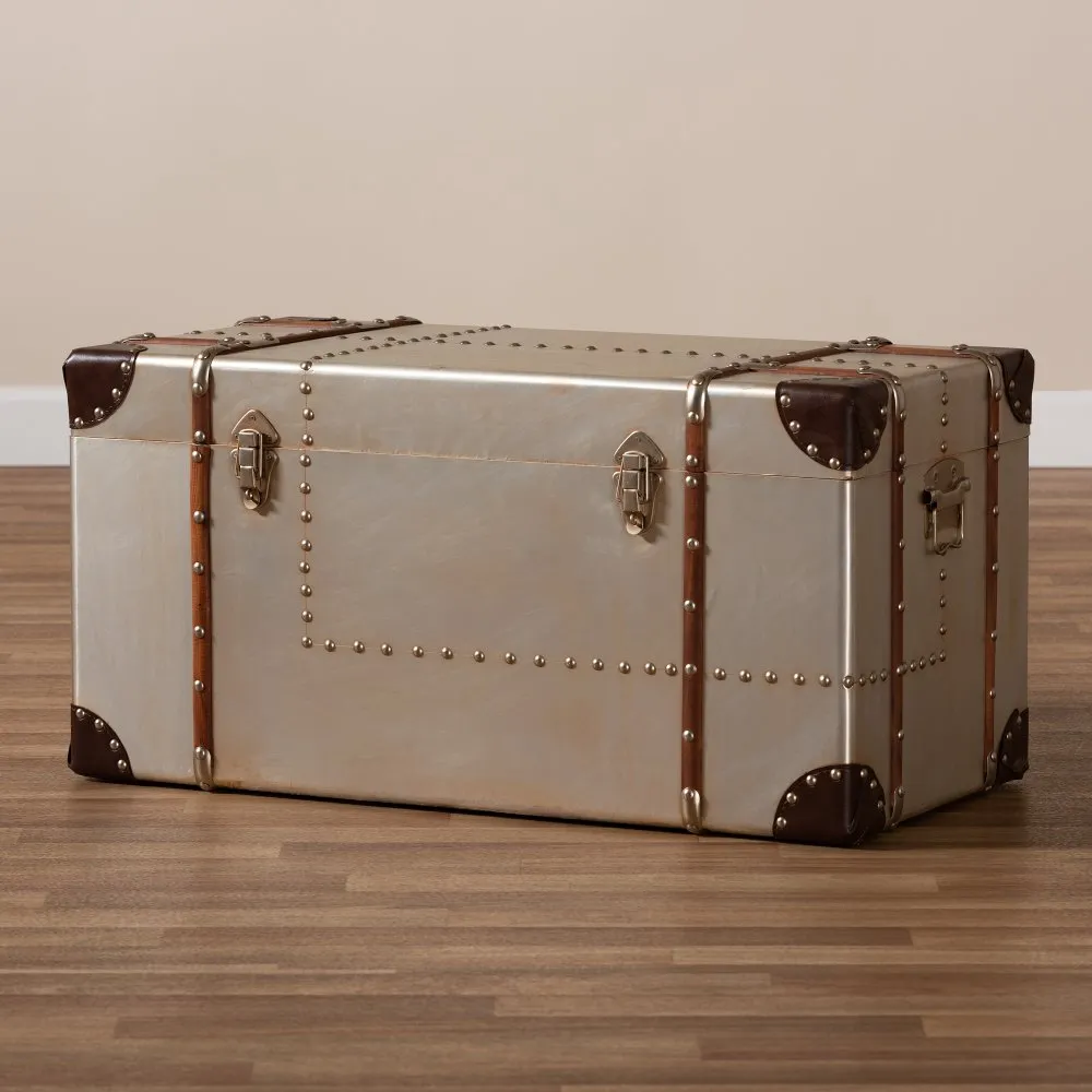 Bechet Industrial Silver Metal Storage Trunk