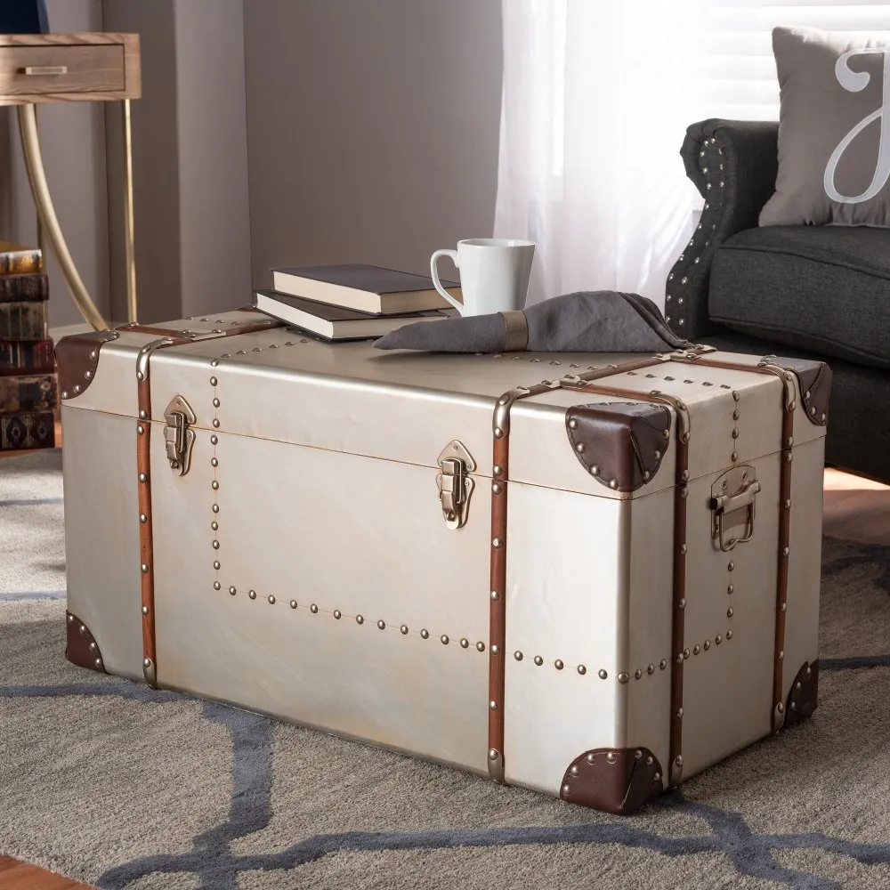 Bechet Industrial Silver Metal Storage Trunk