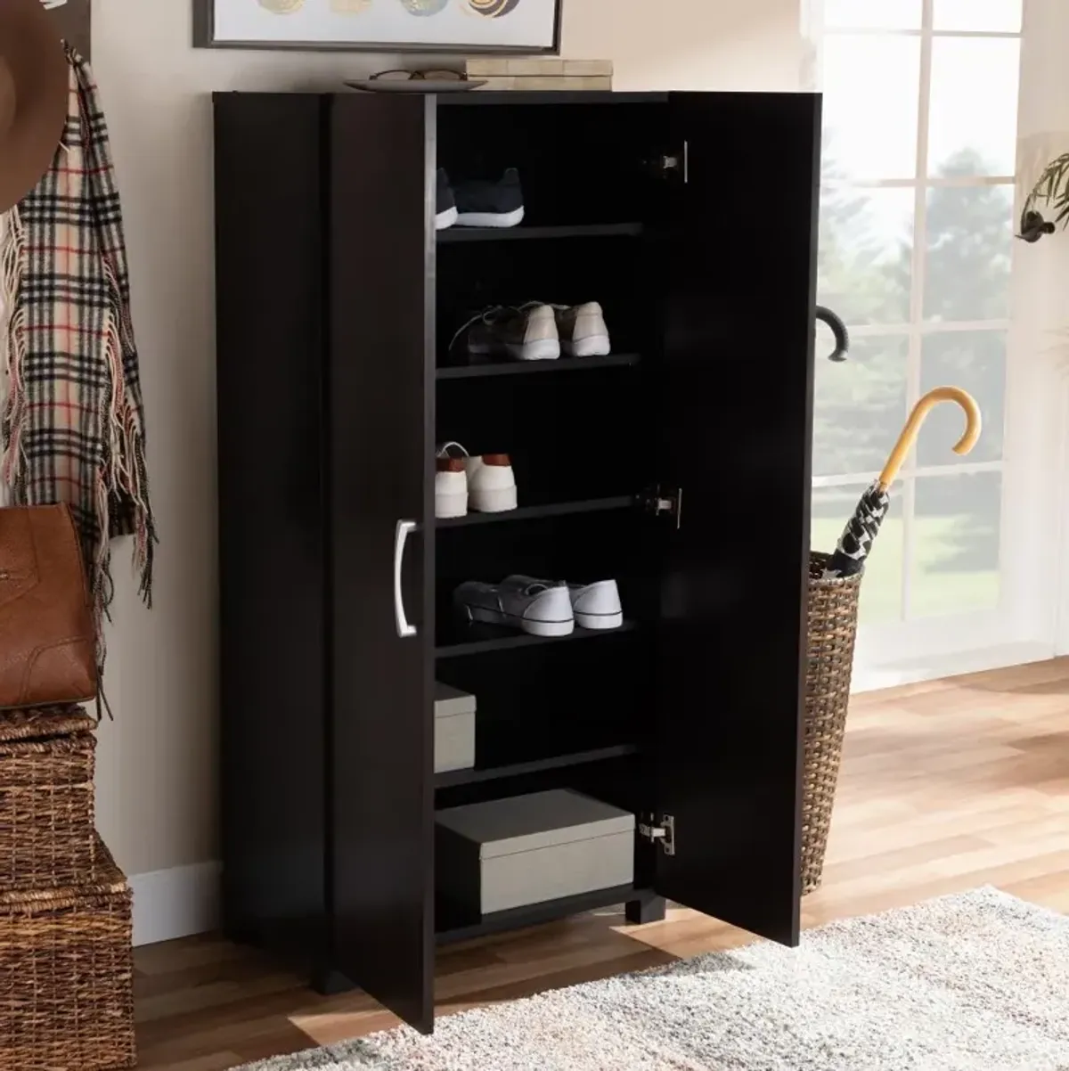 Marine Dark Brown 2-Door Shoe Storage Cabinet