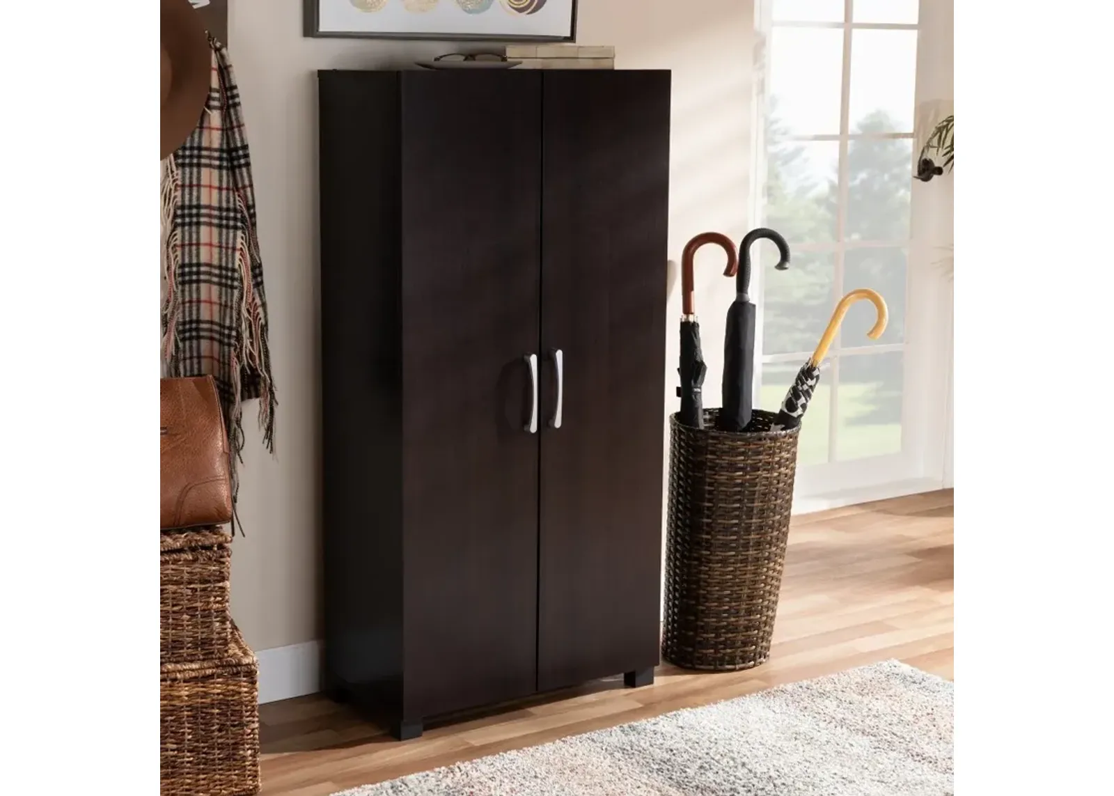 Marine Dark Brown 2-Door Shoe Storage Cabinet