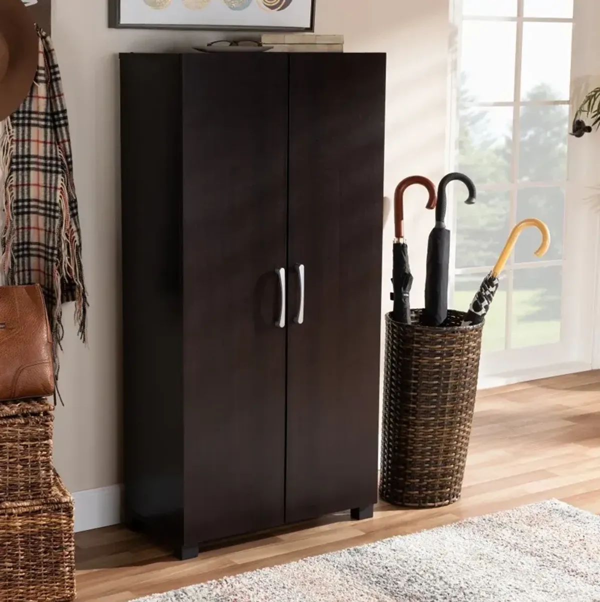 Marine Dark Brown 2-Door Shoe Storage Cabinet