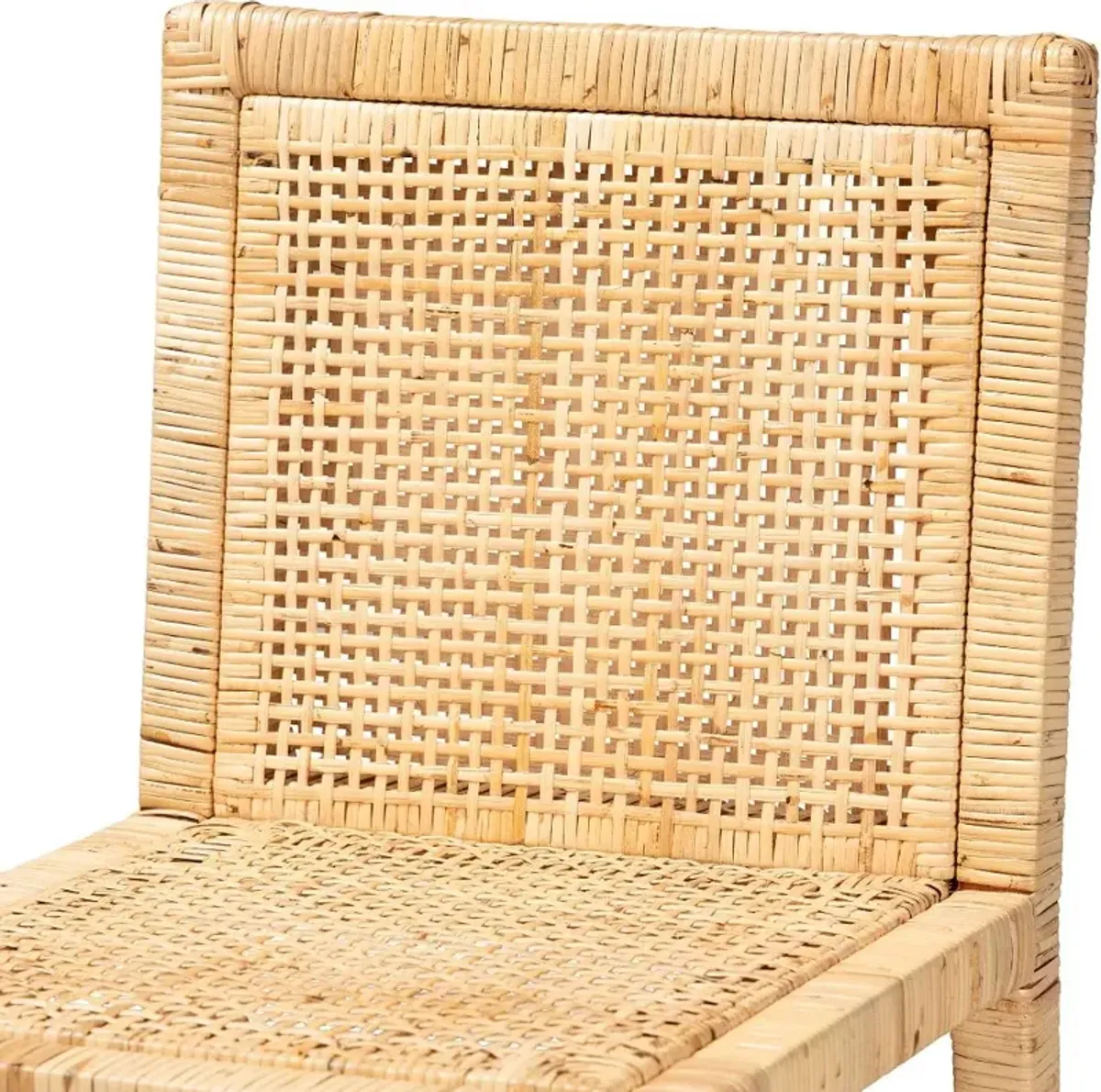 Sofia Natural Wood and Rattan Counter Stool