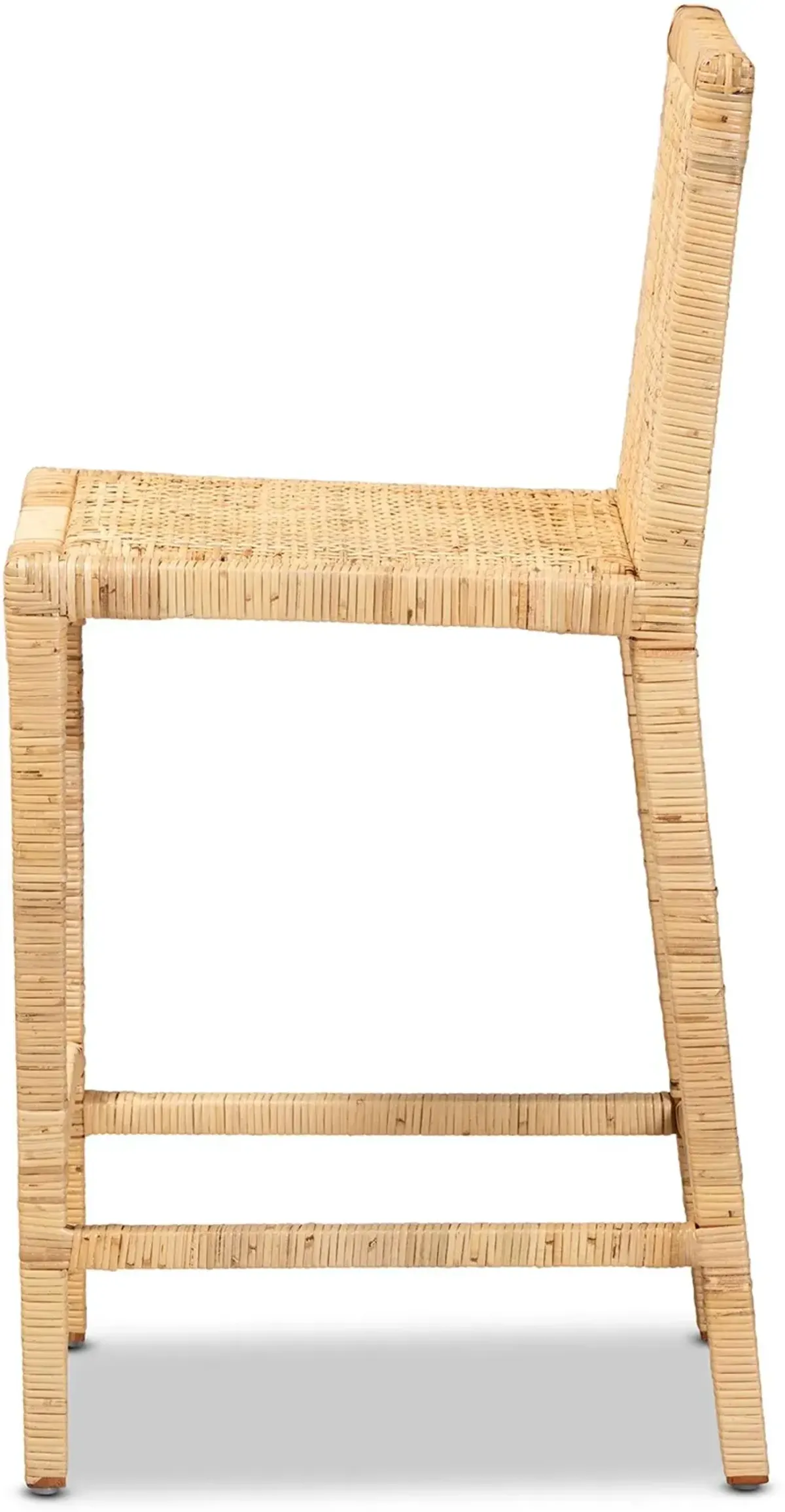 Sofia Natural Wood and Rattan Counter Stool