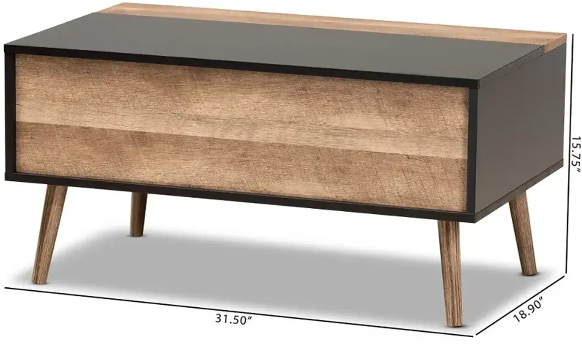 Jensen Black and Brown Lift-Top Coffee Table