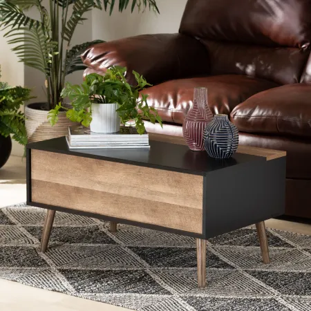 Jensen Black and Brown Lift-Top Coffee Table