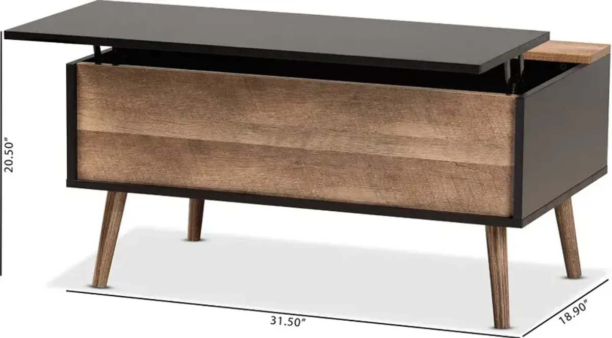 Jensen Black and Brown Lift-Top Coffee Table