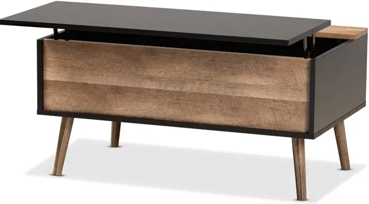 Jensen Black and Brown Lift-Top Coffee Table