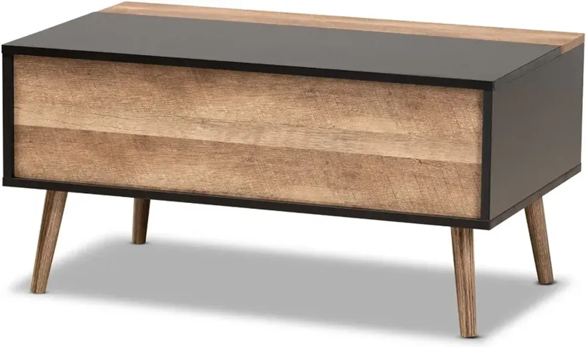 Jensen Black and Brown Lift-Top Coffee Table