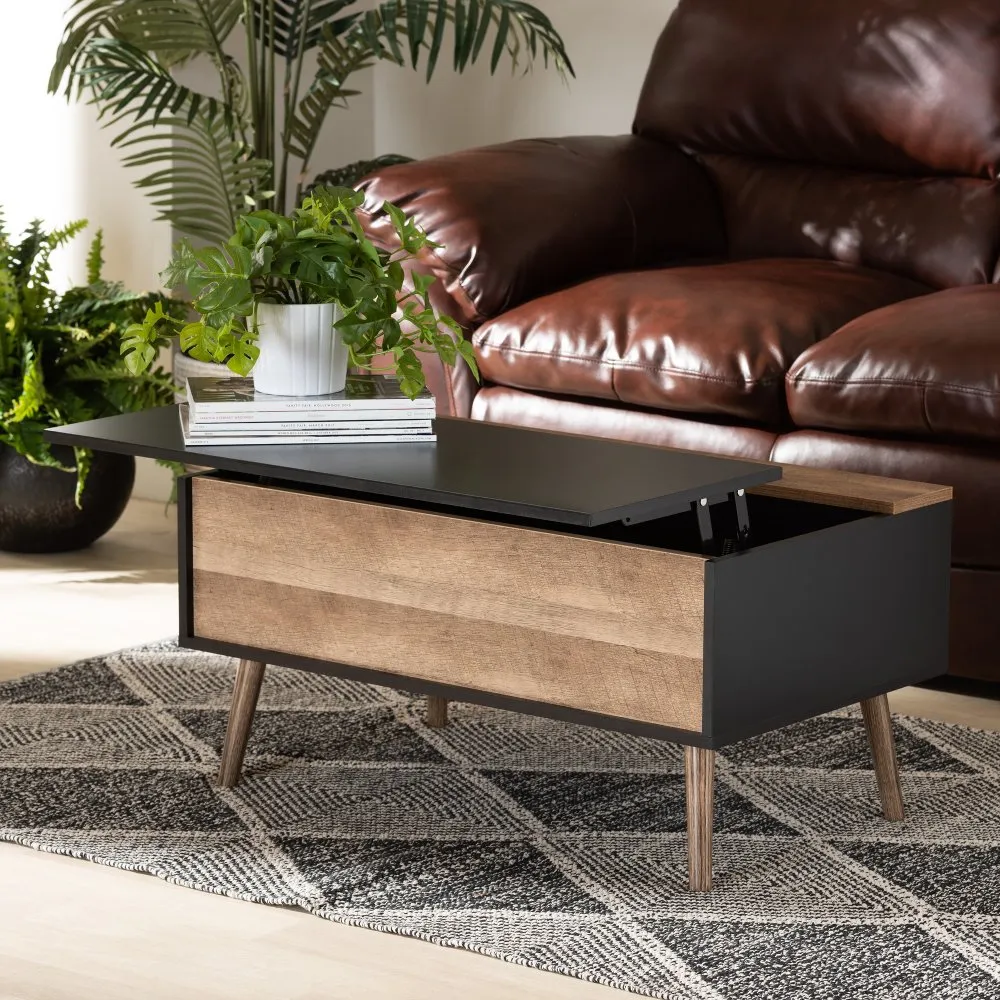 Jensen Black and Brown Lift-Top Coffee Table