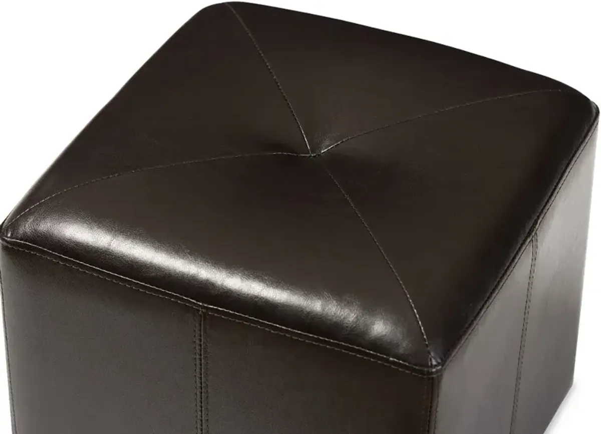 Aric Dark Brown Bonded Leather Ottoman