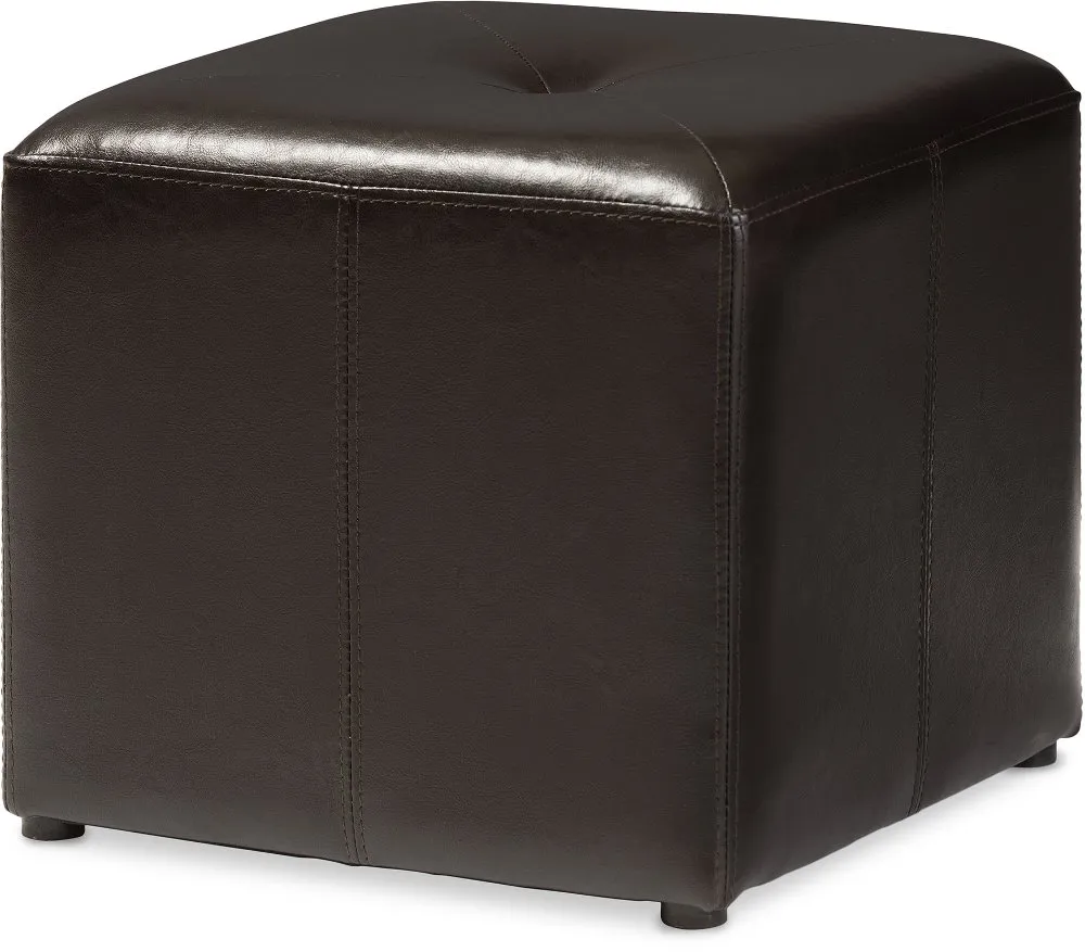 Aric Dark Brown Bonded Leather Ottoman