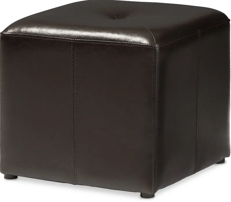 Aric Dark Brown Bonded Leather Ottoman