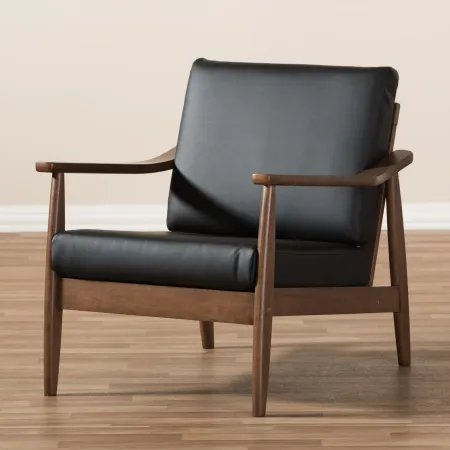 Venza Black Faux Leather Lounge Chair
