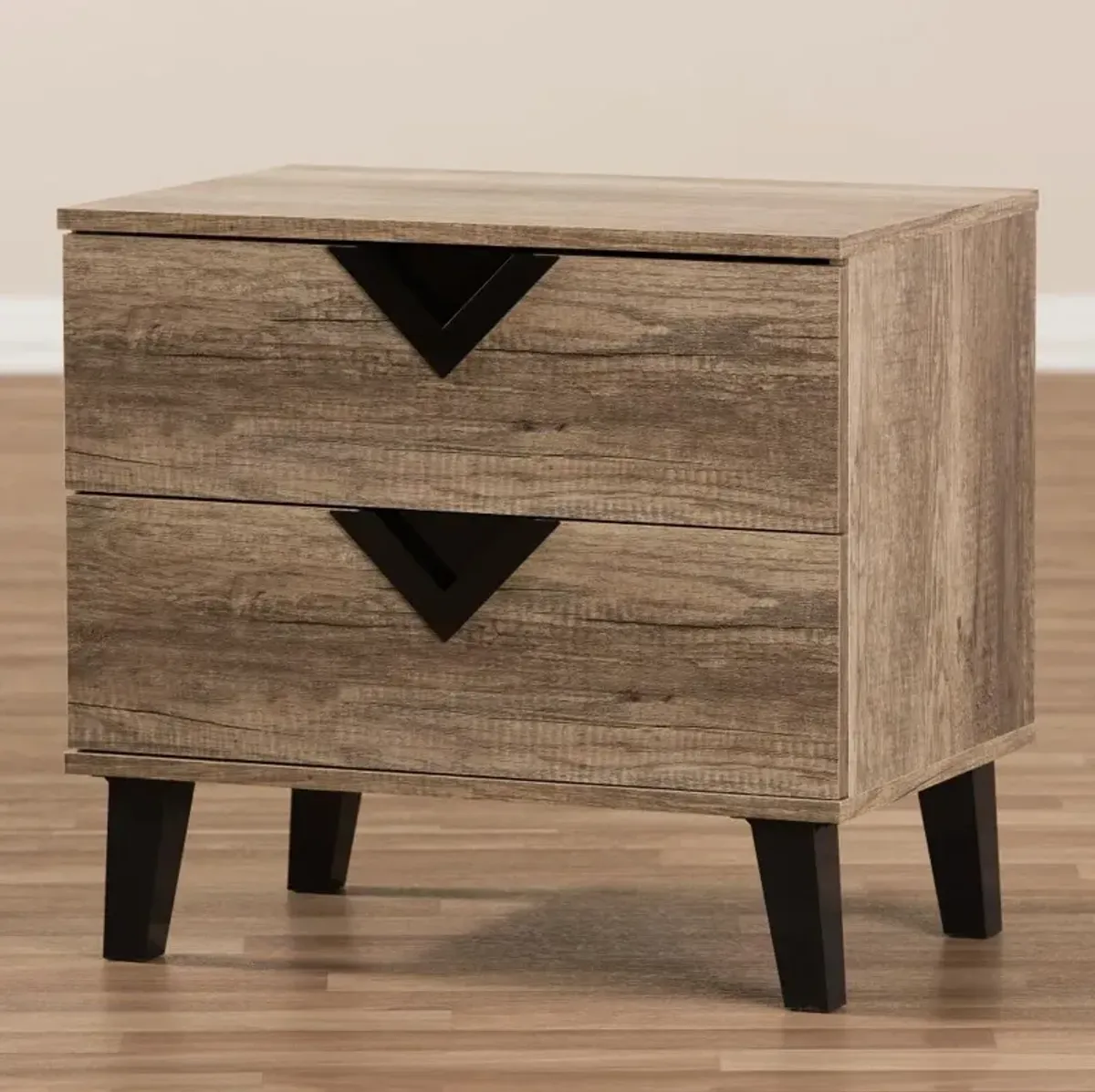 Swanson Modern Light Brown 2-Drawer Nightstand