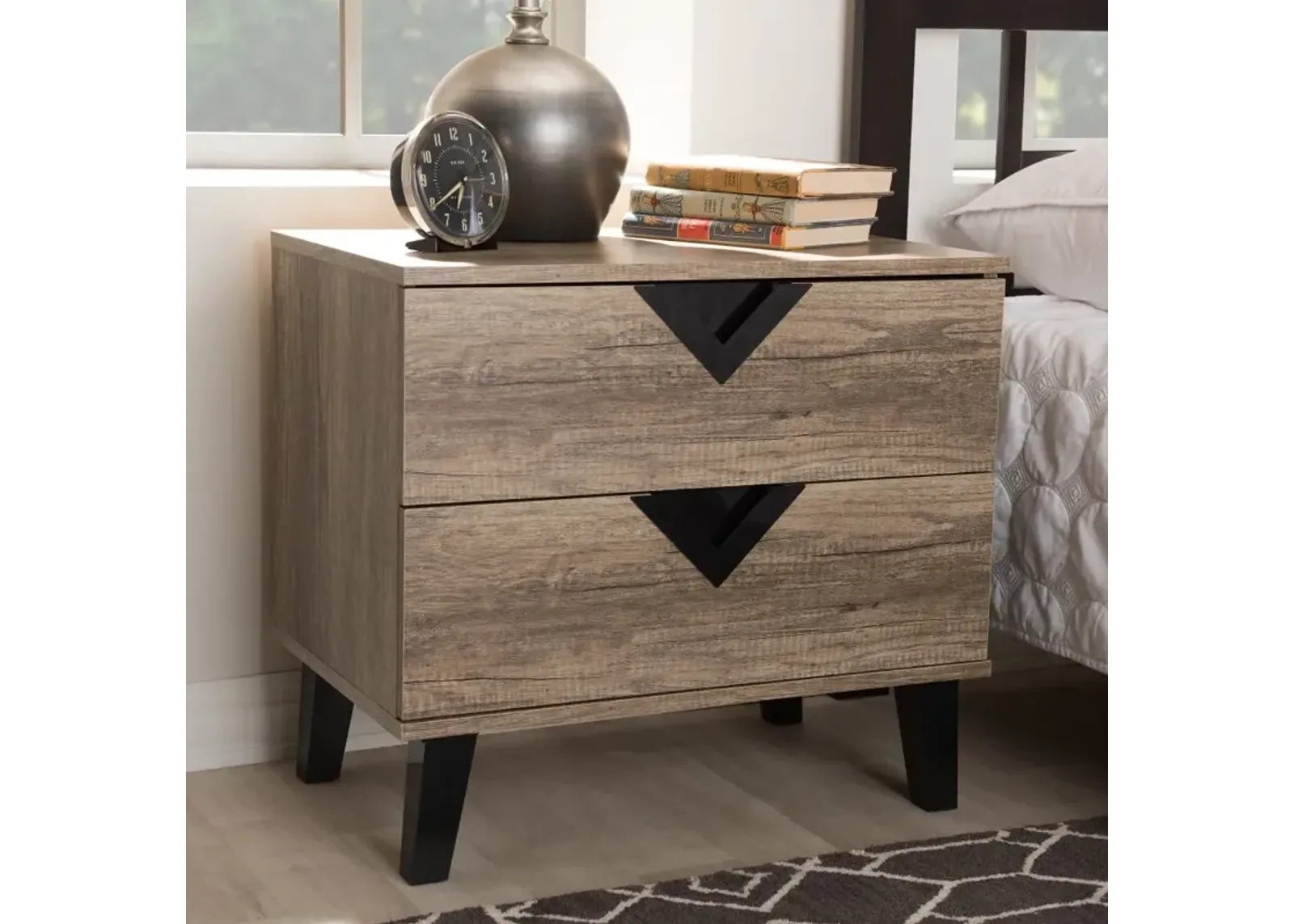 Swanson Modern Light Brown 2-Drawer Nightstand