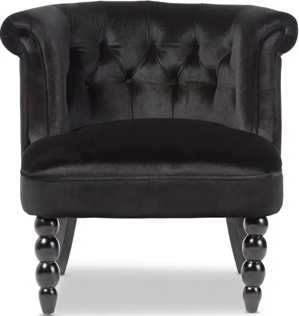 Flax Black Velvet Accent Chair