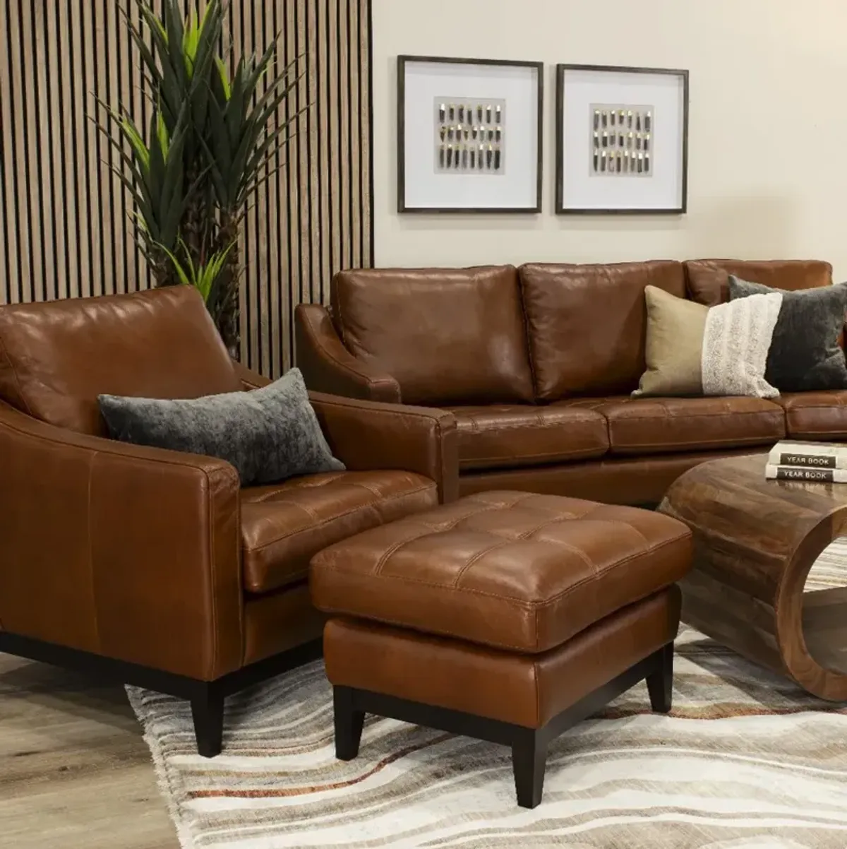 De la Cruz Brown Leather Sofa