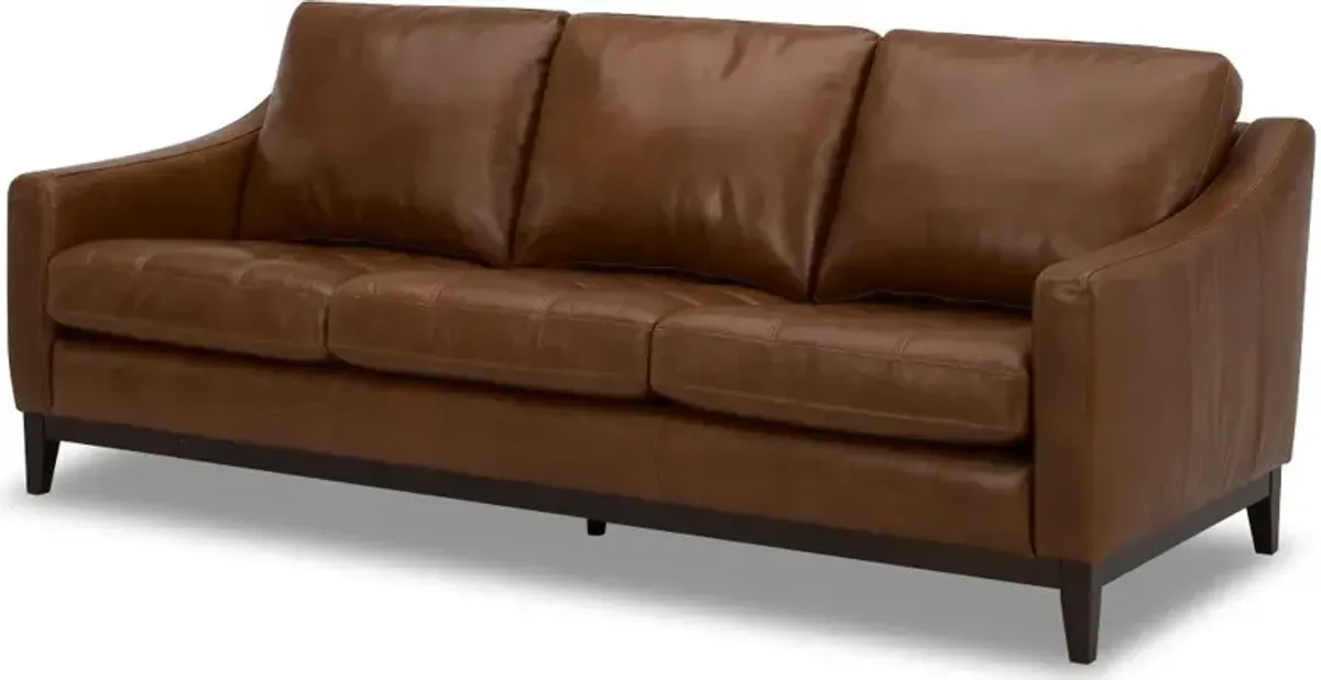 De la Cruz Brown Leather Sofa