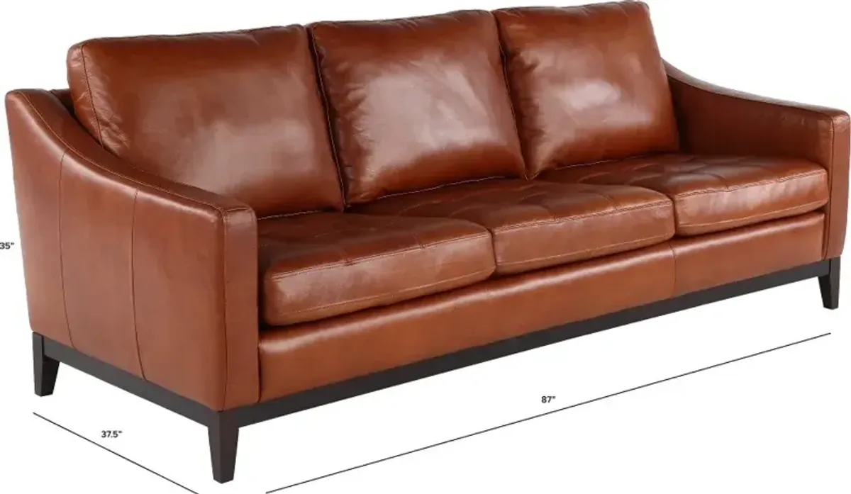 De la Cruz Brown Leather Sofa