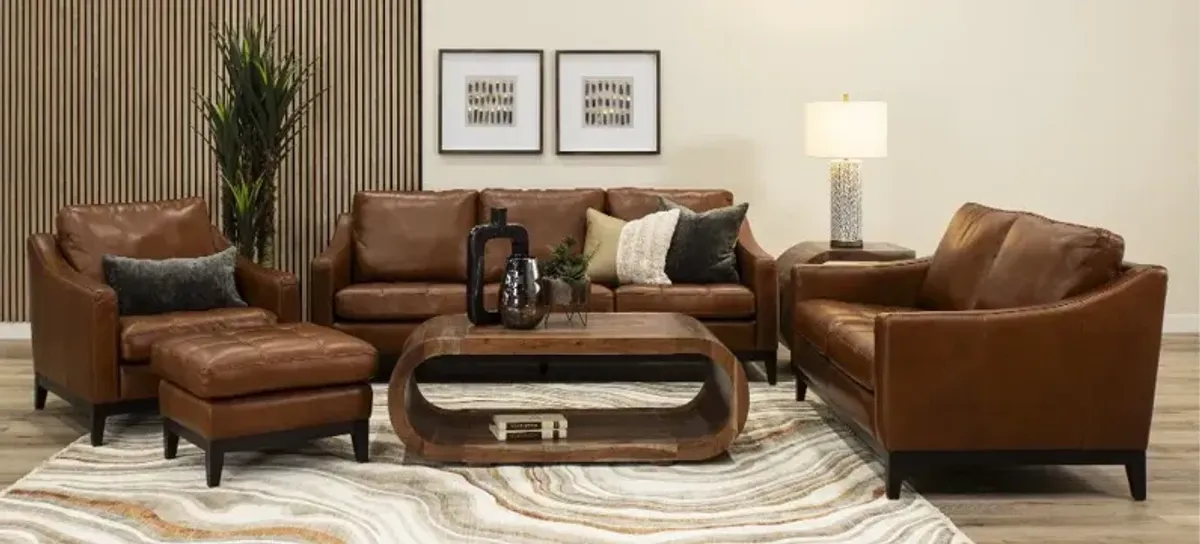 De la Cruz Brown Leather Sofa