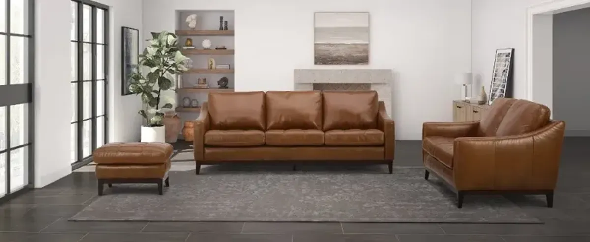 De la Cruz Brown Leather Sofa