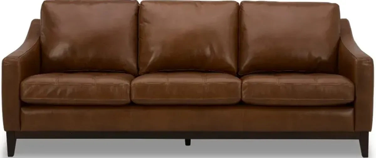 De la Cruz Brown Leather Sofa