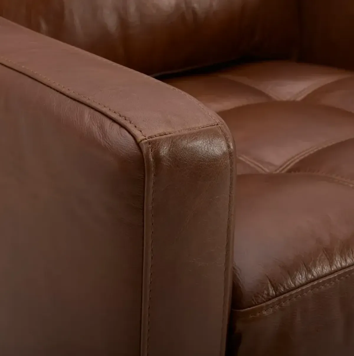 De la Cruz Brown Leather Loveseat