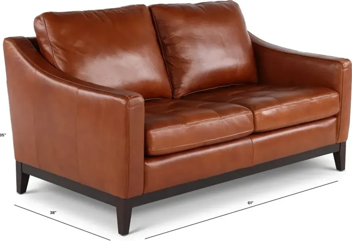 De la Cruz Brown Leather Loveseat