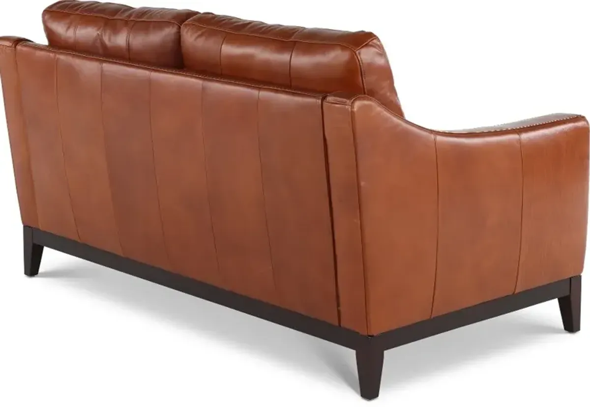 De la Cruz Brown Leather Loveseat