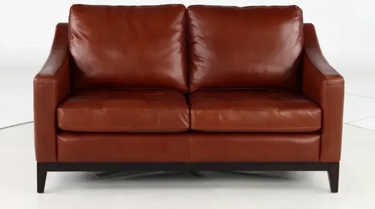 De la Cruz Brown Leather Loveseat