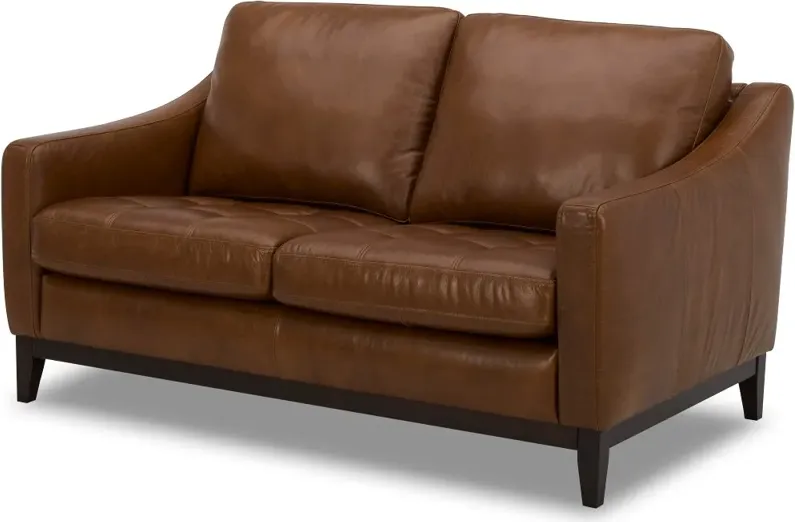 De la Cruz Brown Leather Loveseat