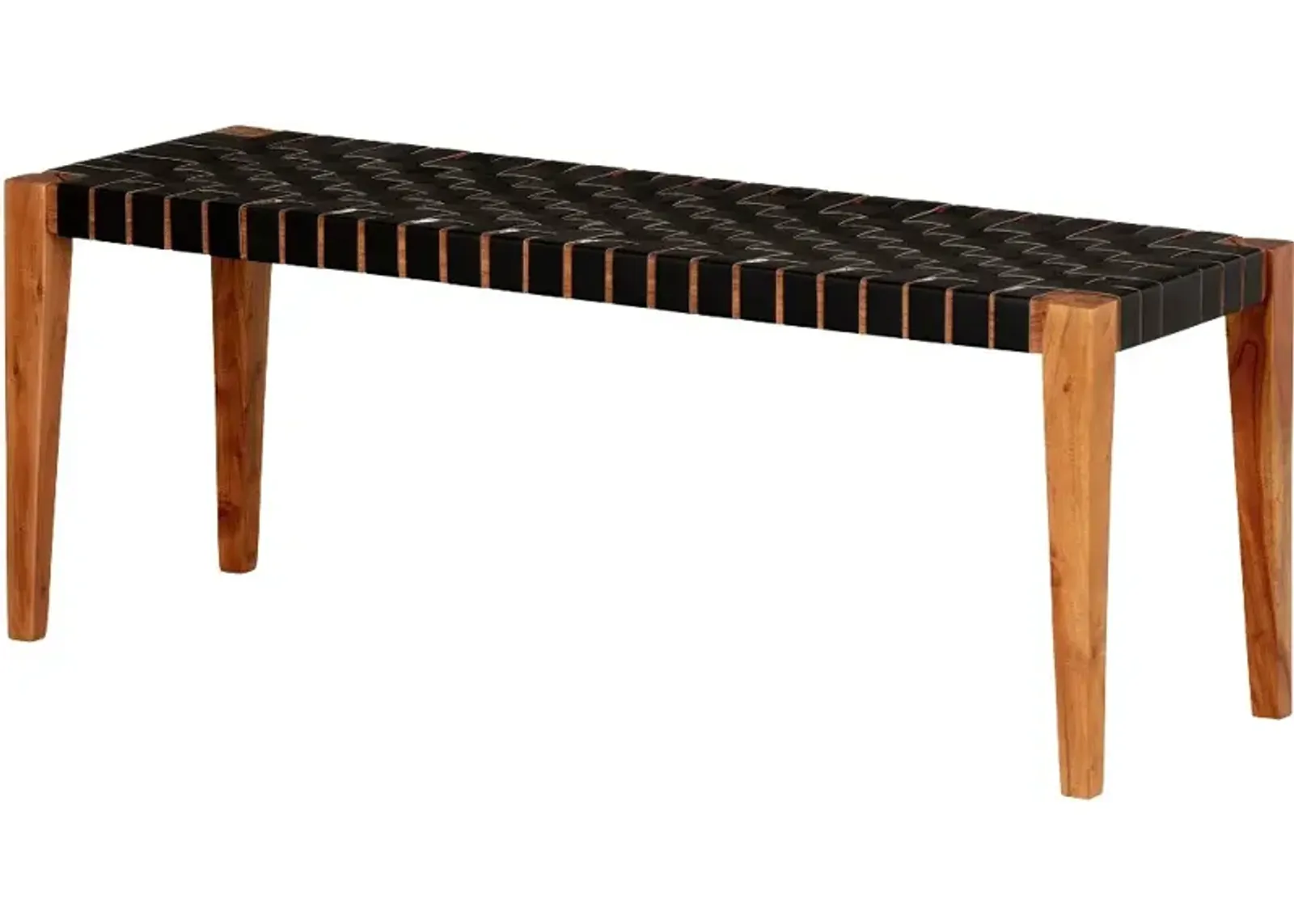 Balka Black Woven Leather Bench