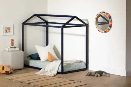 Sweedi Navy Blue Toddler House Bed Frame