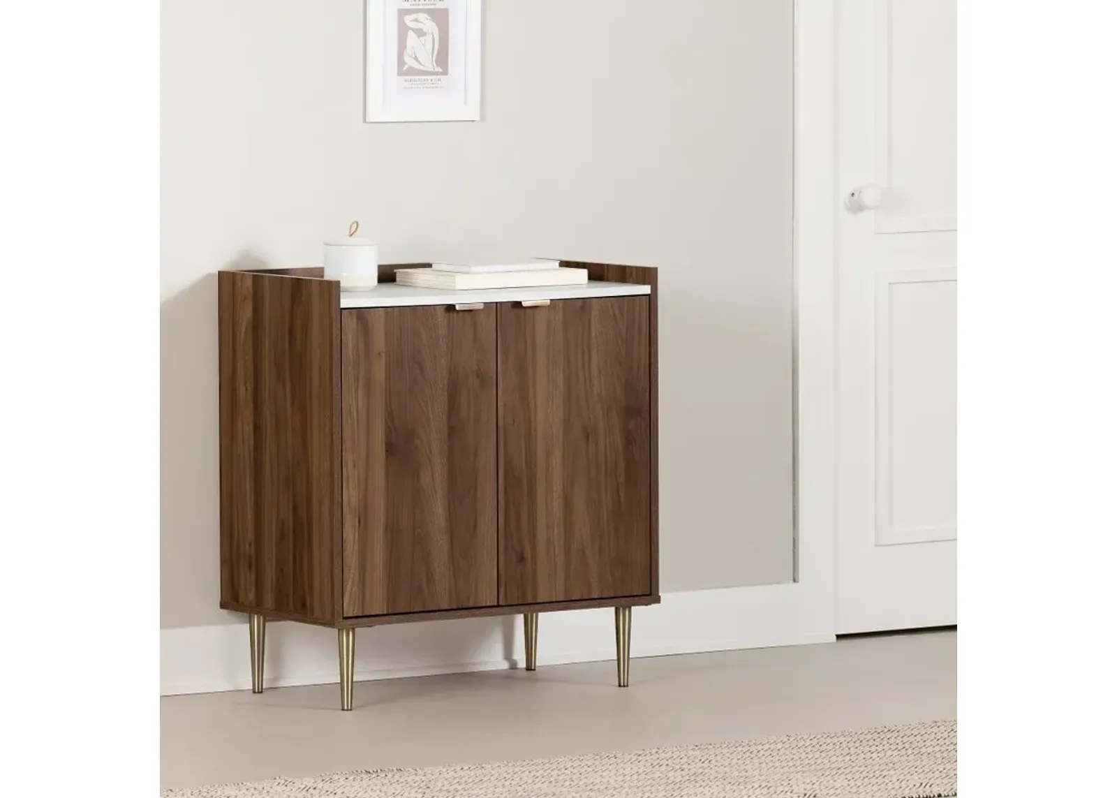 Maliza Walnut and White Storage Cabinet