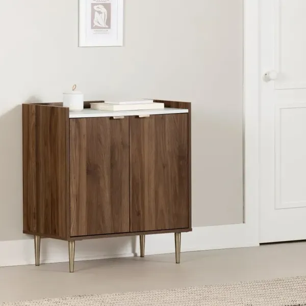 Maliza Walnut and White Storage Cabinet