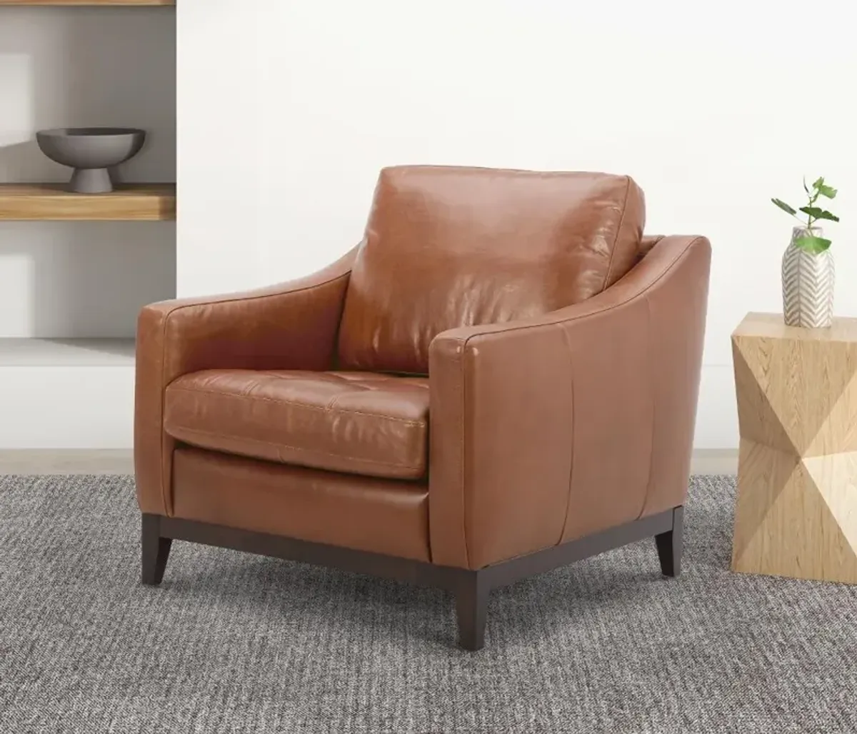 De la Cruz Brown Leather Chair