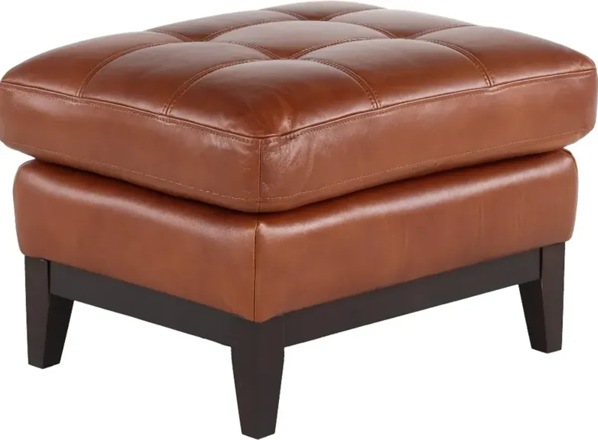 De la Cruz Brown Leather Ottoman