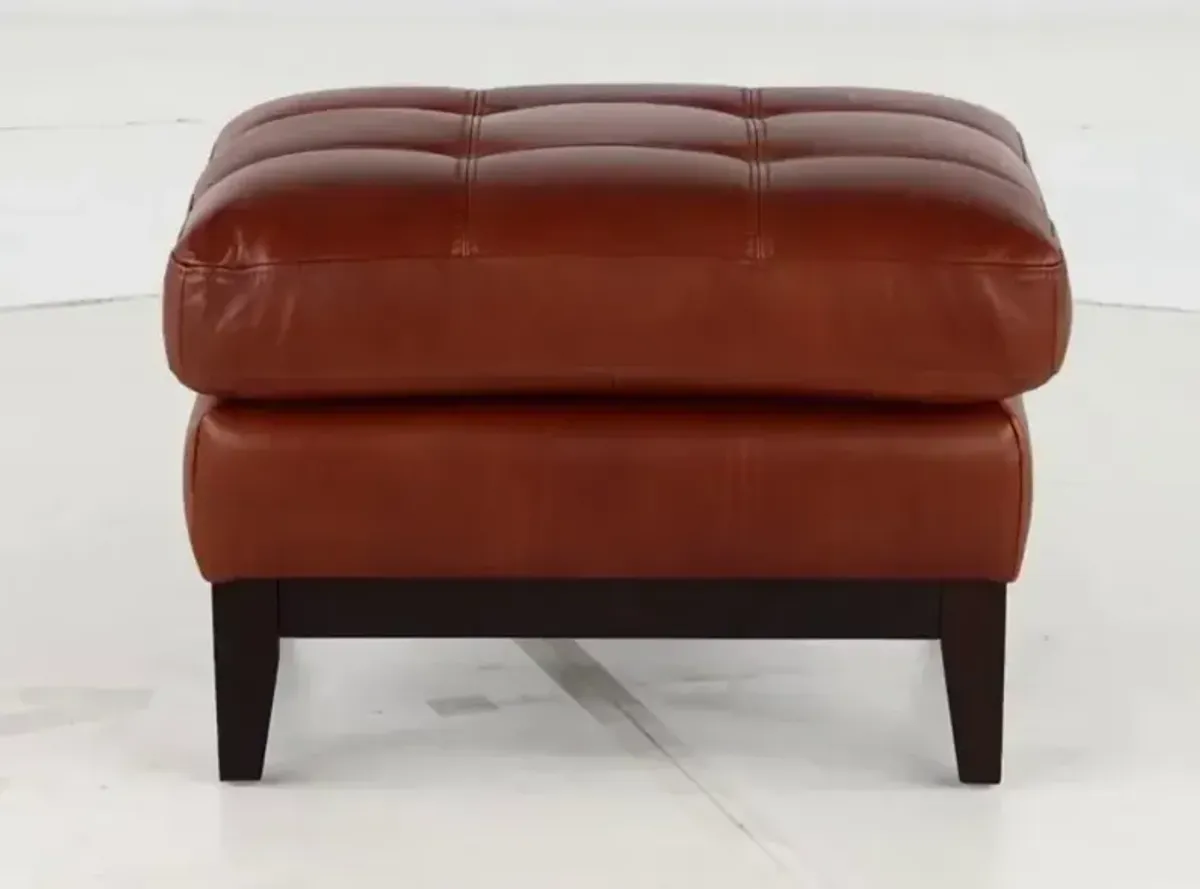 De la Cruz Brown Leather Ottoman