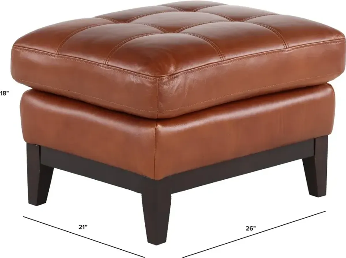 De la Cruz Brown Leather Ottoman