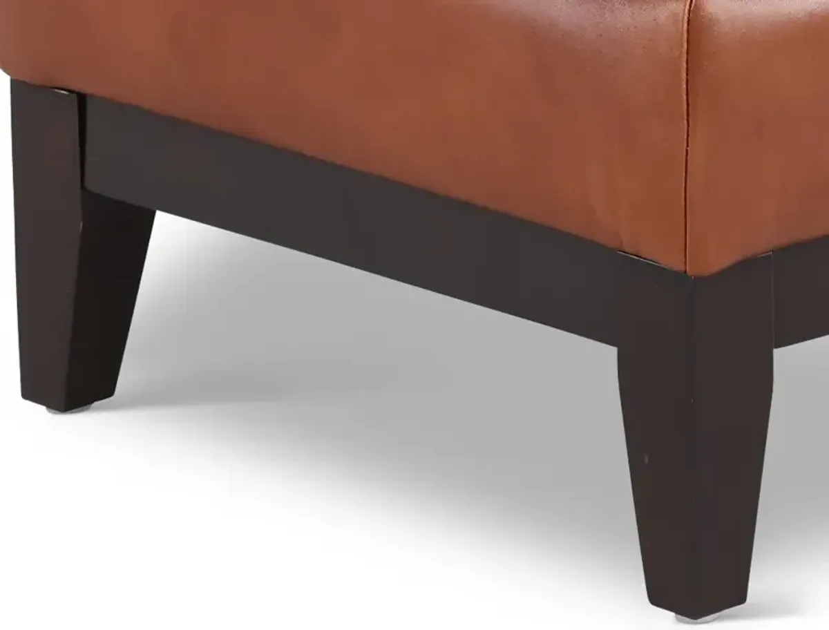 De la Cruz Brown Leather Ottoman