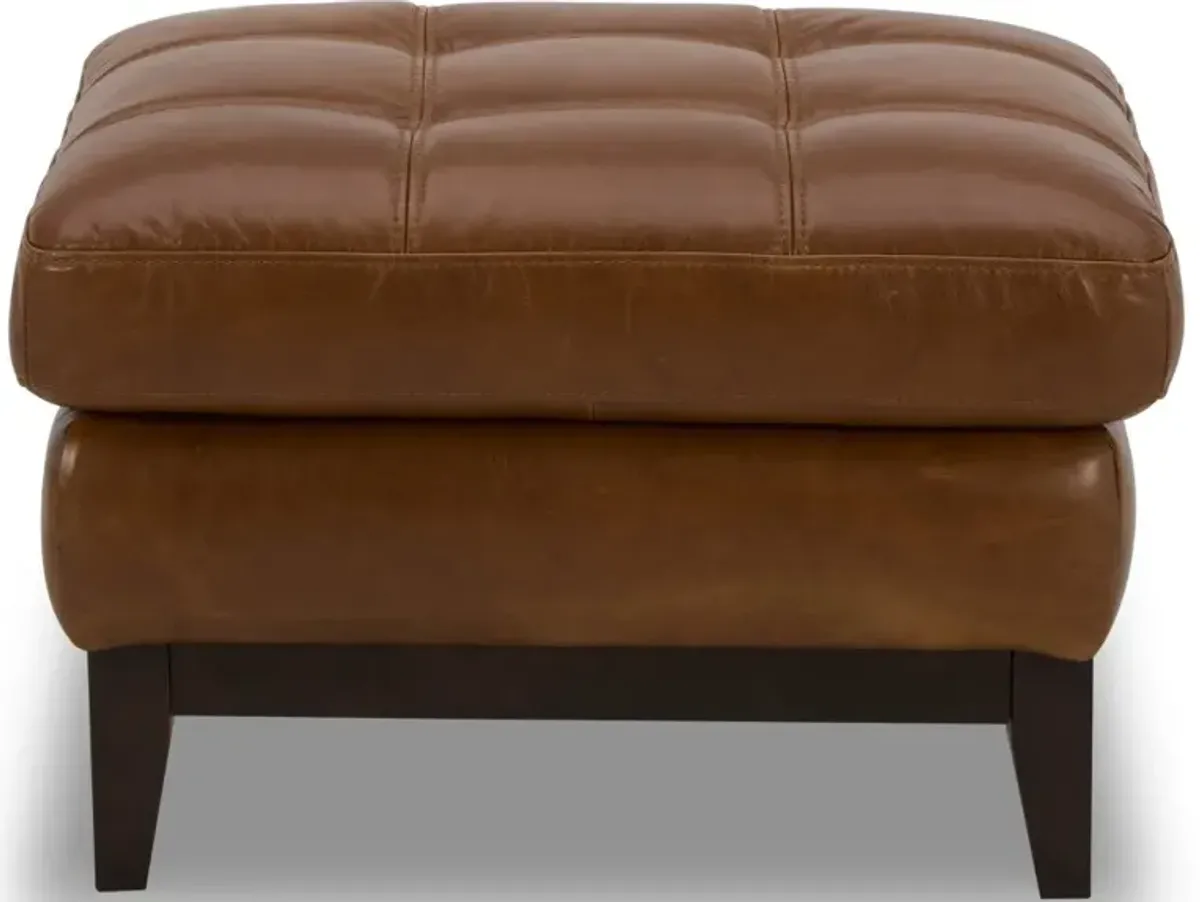 De la Cruz Brown Leather Ottoman