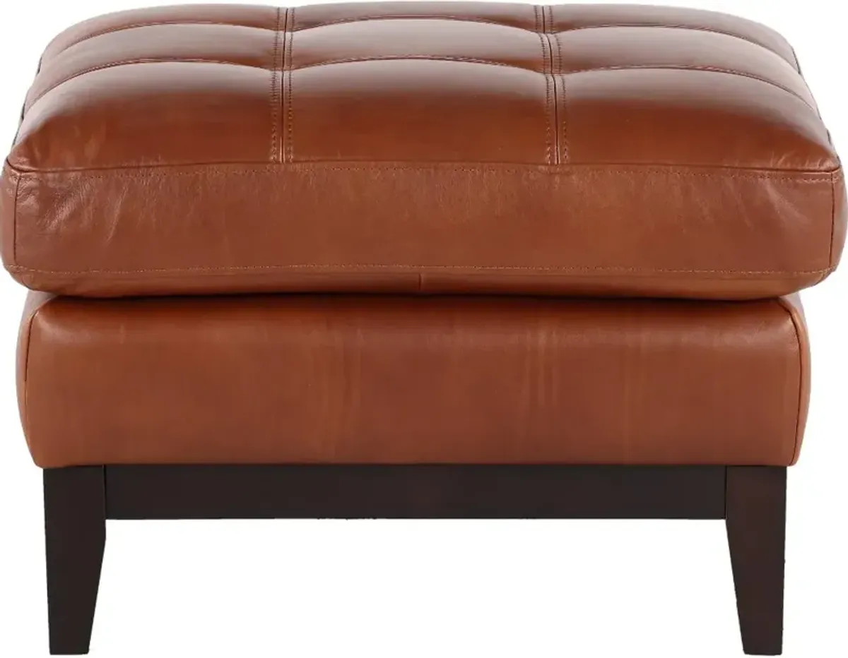 De la Cruz Brown Leather Ottoman