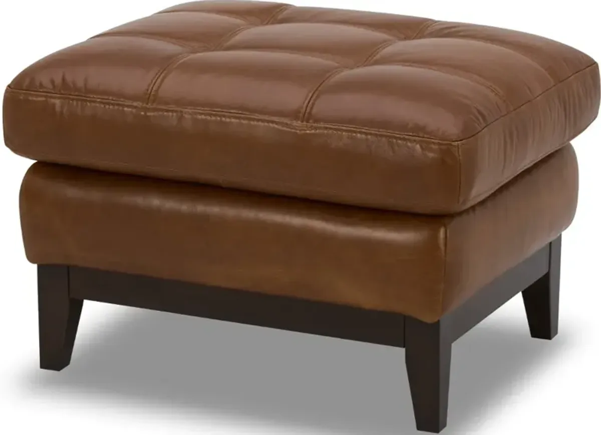 De la Cruz Brown Leather Ottoman