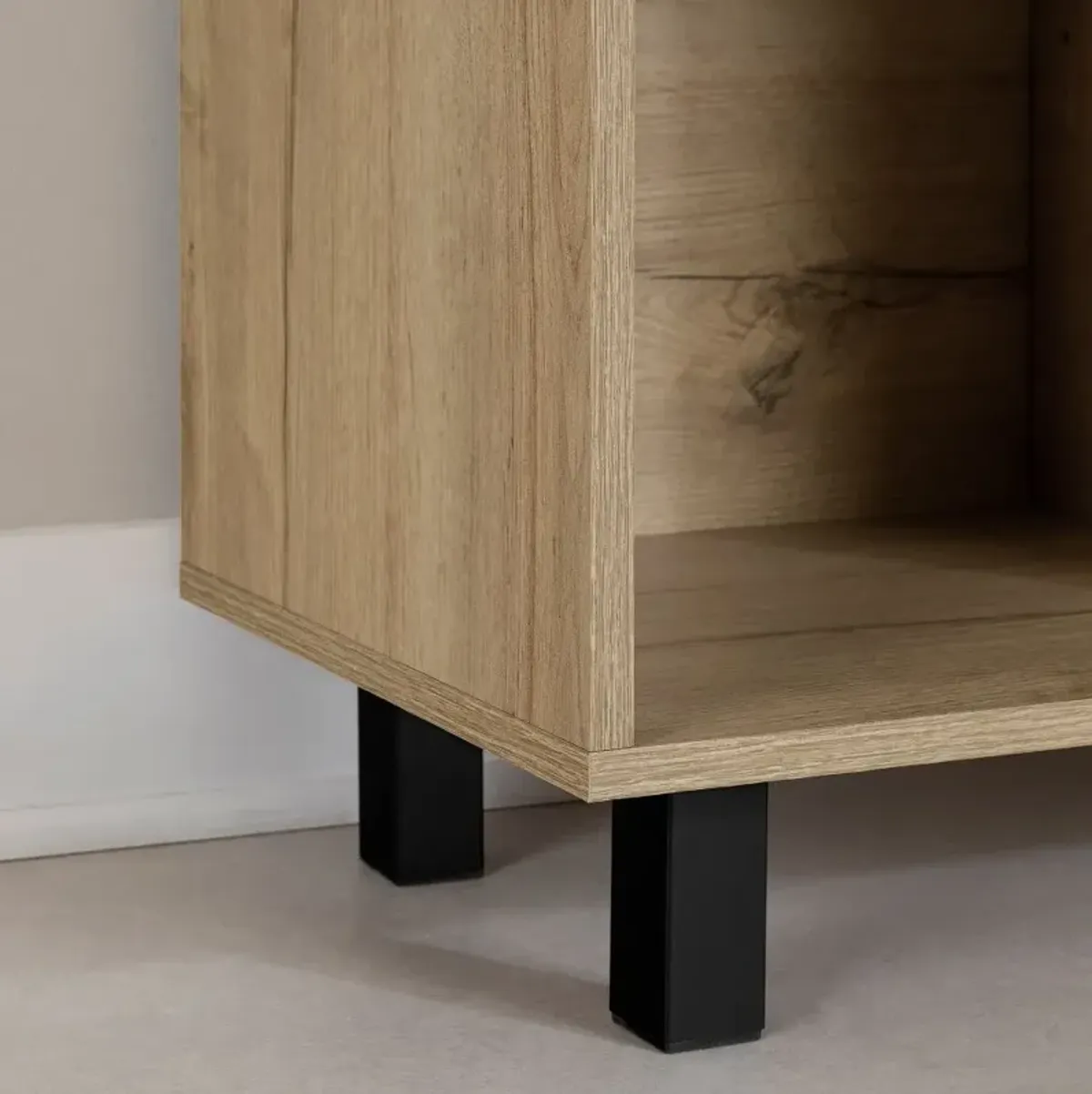 Octave Medium Oak and Black Storage Cabinet