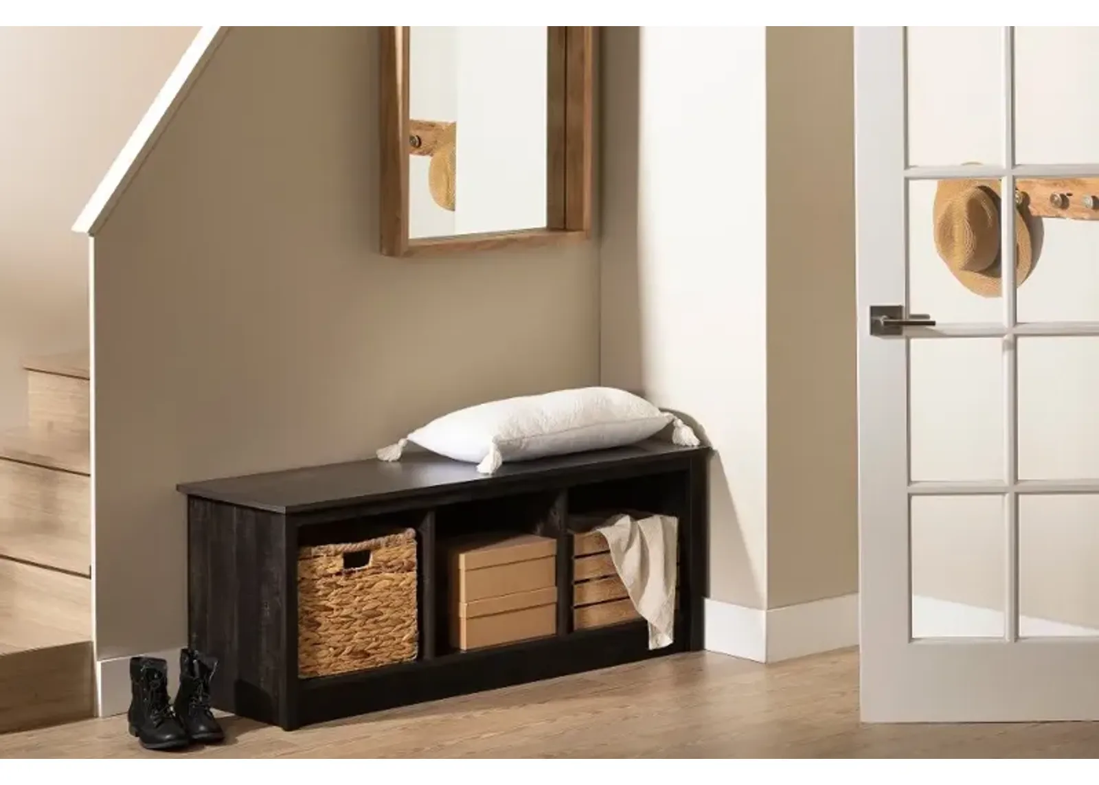 Toza Rubbed Black Storage Bench